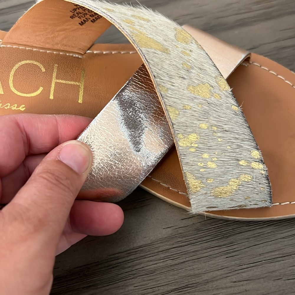 BEACH BY MATISSE LEATHER CRISS CROSS SANDALS 7 - Picture 3 of 12